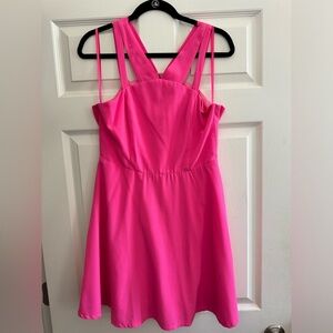 Bright pink mini dress